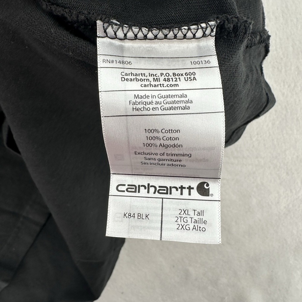 Carhartt Tall Black Short Sleeve Mens 2XL Henley Pocket T-Shirt K84 BLK Original - Picture 6 of 7